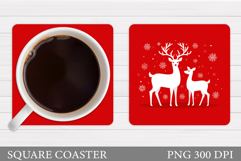 Iridescent Reindeer Coaster. Christmas Coaster Sublimation Product Image 1