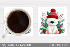 Polar Bear Coaster Design. Christmas Coaster Sublimation Product Image 1