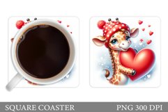 Valentines Giraffe Coaster. Cute Giraffe Coaster Product Image 1