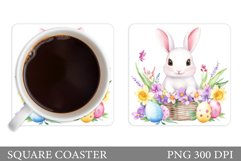Easter Bunny Coaster Design. Easter Coaster Sublimation Product Image 1