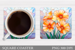 Flowers Coaster Sublimation. Floral Coaster Design Product Image 1