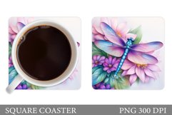 Dragonfly Coaster Design. Dragonfly Flowers Coaster Product Image 1