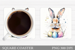 Cute Bunny Coaster Design. Cute Bunny Sublimation Product Image 1