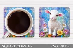 Cute Lamb Coaster Design. Cute Lamb Sublimation Product Image 1