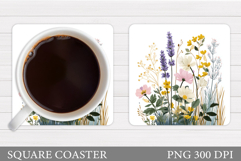 Wildflowers Coaster Design. Flowers Coaster Sublimation Product Image 1