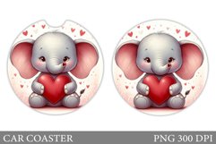 Valentines Elephant Car Coaster. Valentines Car Coaster Product Image 1
