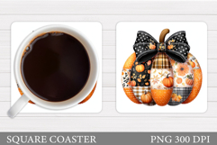 Patchwork Pumpkin Coaster Design. Pumpkin Sublimation Product Image 1