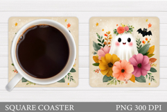 Cute Ghost Coaster Design. Halloween Pumpkin Coaster Product Image 1