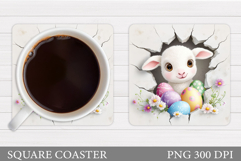 Easter Lamb Coaster Sublimation. Easter Coaster Design Product Image 1