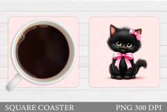 Cute Cat Coaster Design. Cute Cat Sublimation Product Image 1