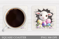 Easter Lamb Coaster Design. Easter Coaster Sublimation Product Image 1