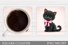 Cute Cat Coaster Design. Cute Cat Sublimation Product Image 1
