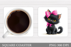 Cute Cat Coaster Design. Cute Cat Sublimation Product Image 1