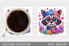 Patriotic Raccoon Coaster. Patriotic Coaster Sublimation Product Image 1