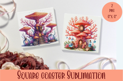 Fairy sea mushroom house Coaster Sublimation png Product Image 1