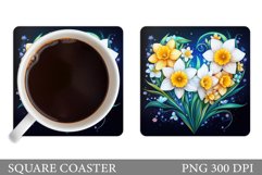 Daffodils Coaster Design. Flowers Coaster Sublimation Product Image 1