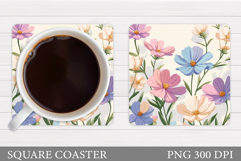 Wildflowers Coaster Design. Floral Coaster Sublimation Product Image 1