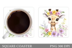 Cute Giraffe Coaster. Giraffe Flowers Coaster Design Product Image 1
