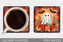 Cute Ghost Coaster Design. Halloween Pumpkin Coaster Product Image 1