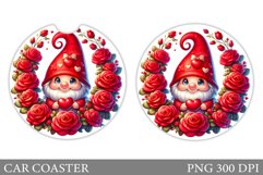 Valentines Gnome Car Coaster. Valentines Car Coaster Design Product Image 1