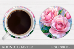 Roses Coaster Sublimation. Flowers Coaster Design Product Image 1