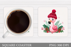 Christmas Flamingo Coaster. Christmas Coaster Design Product Image 1