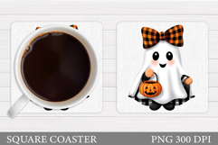 Cute Ghost Coaster Design. Halloween Pumpkin Coaster Product Image 1