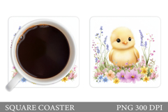 Cute Chick Coaster Design. Chick Coaster Sublimation Product Image 1