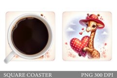 Valentines Giraffe Coaster. Cute Giraffe Coaster Product Image 1