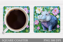 Hippopotamus Coaster Design. Hippopotamus Sublimation Product Image 1