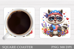 Patriotic Raccoon Coaster. Patriotic Coaster Design Product Image 1