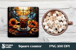 Sunflower square coaster design | Stained glass coaster