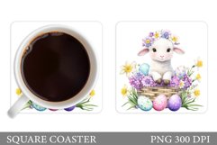 Easter Lamb Coaster Sublimation. Easter Coaster Design Product Image 1