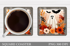 Cute Ghost Coaster Design. Halloween Pumpkin Coaster Product Image 1