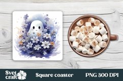 Halloween ghost square coaster | Halloween coaster