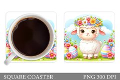 Easter Lamb Coaster Design. Easter Coaster Sublimation Product Image 1