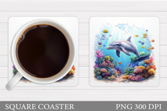 Dolphin Coaster Design. Dolphin Sublimation Product Image 1