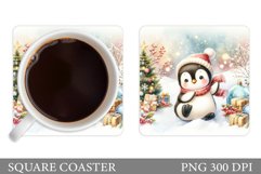 Christmas Penguin Coaster. Cute Penguin Sublimation Product Image 1