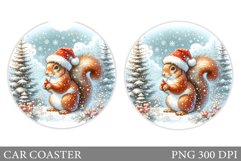 Cute Squirrel Car Coaster. Christmas Car Coaster Design Product Image 1