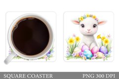 Easter Lamb Coaster Sublimation. Easter Coaster Design Product Image 1