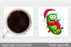 Christmas Pickle Coaster. Christmas Cucumber Coaster Design Product Image 1