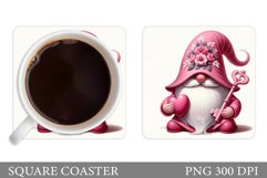 Valentine Gnome Coaster. Valentine Coaster Sublimation Product Image 1