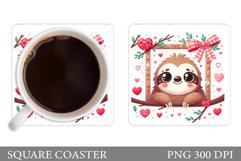 Cute Sloth Coaster Design. Valentines Sloth Coaster Product Image 1