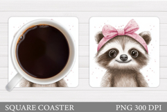 Cute Sloth Coaster Design. Cute Sloth Sublimation Product Image 1