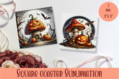 Fairy mushroom house Coaster Sublimation | halloween Product Image 1