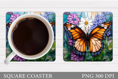 Butterfly Coaster Sublimation. Butterfly Flowers Coaster Product Image 1