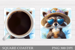 Funny Raccoon Coaster Design. Cute Raccoon Sublimation Product Image 1