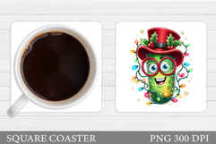 Christmas Pickle Coaster. Christmas Coaster Sublimation Product Image 1