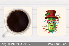 Christmas Pickle Coaster. Christmas Coaster Sublimation Product Image 1