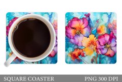 Flowers Coaster Sublimation. Floral Coaster Design Product Image 1